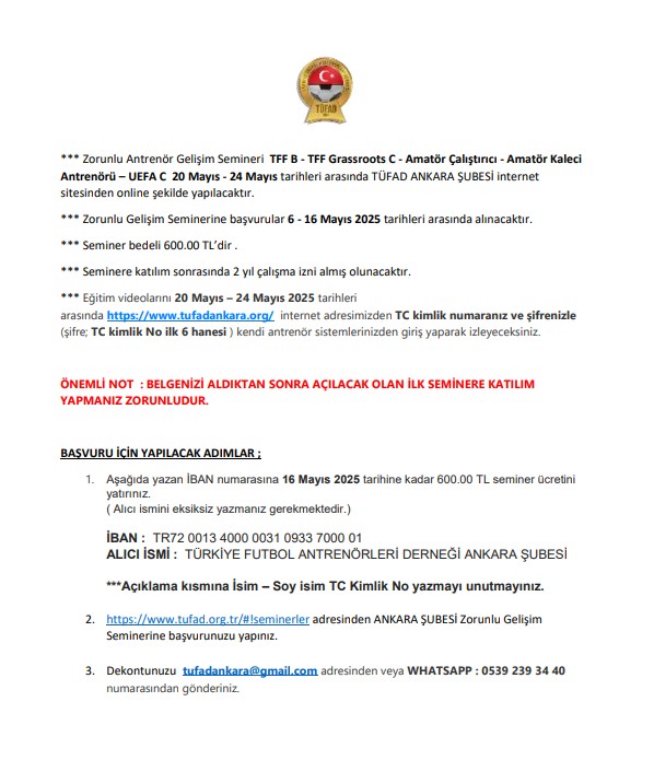 ZORUNLU GELİŞİM SEMİNERİ BAŞVURULARI BAŞLADI